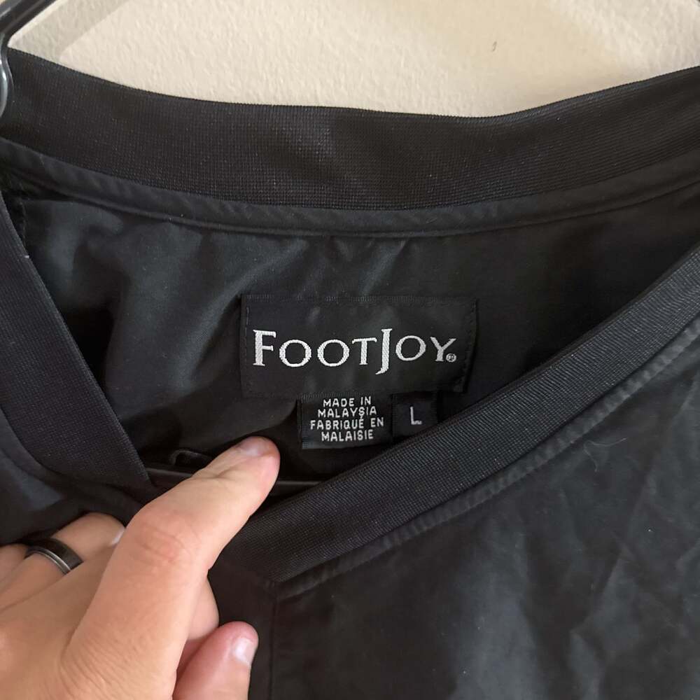 FootJoy Black V-Neck Windbreaker Pullover Golf Jacket Men's L - Picture 3 of 5